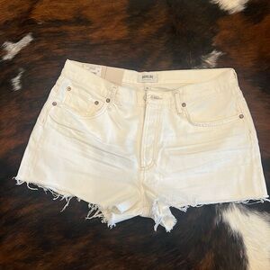 Brand new WITH tags! White AGOLDE Parker Cut-off denim short, size 30